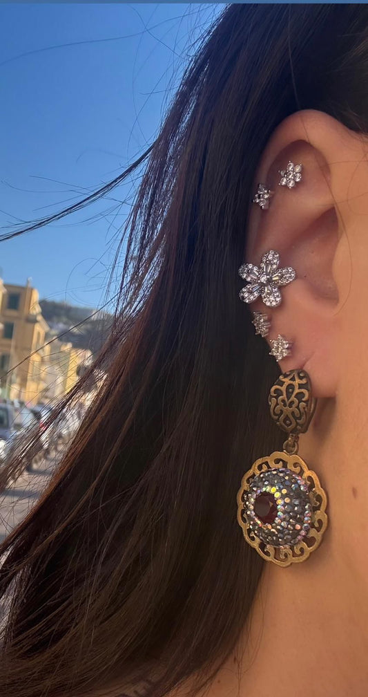 Orecchini in argento 925 granato rosso