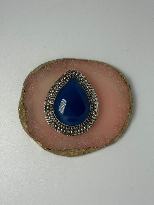 Spilla in argento 925 agata blu