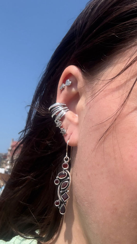 Orecchini in argento 925 granato rosso