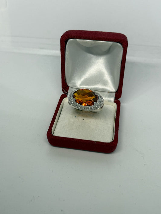 Anello pietra arancione in argento 925