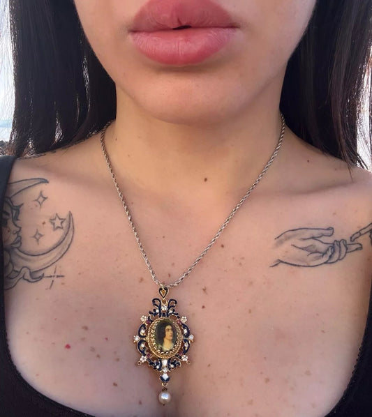 Collana in argento 925 ciondolo dipinto a mano