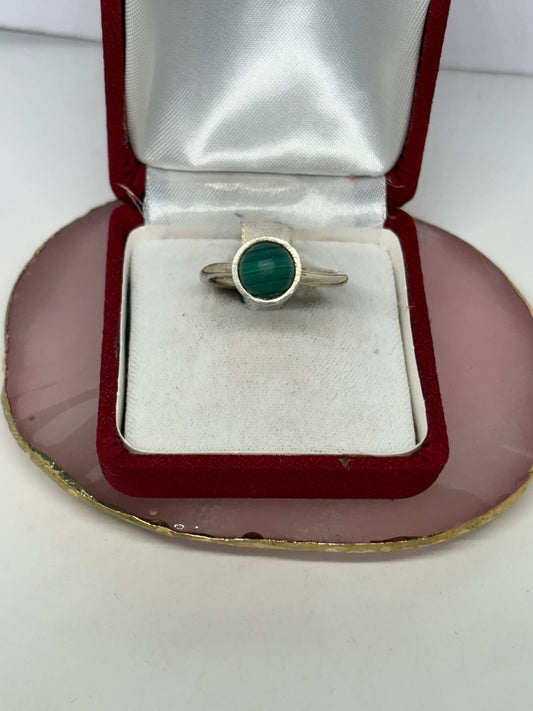 Anello in argento 925 pietra malachite verde