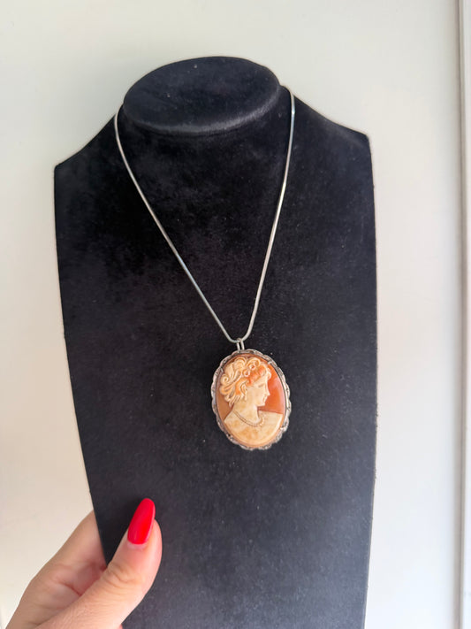 Collana in argento 925 con cammeo antico e marcasiti