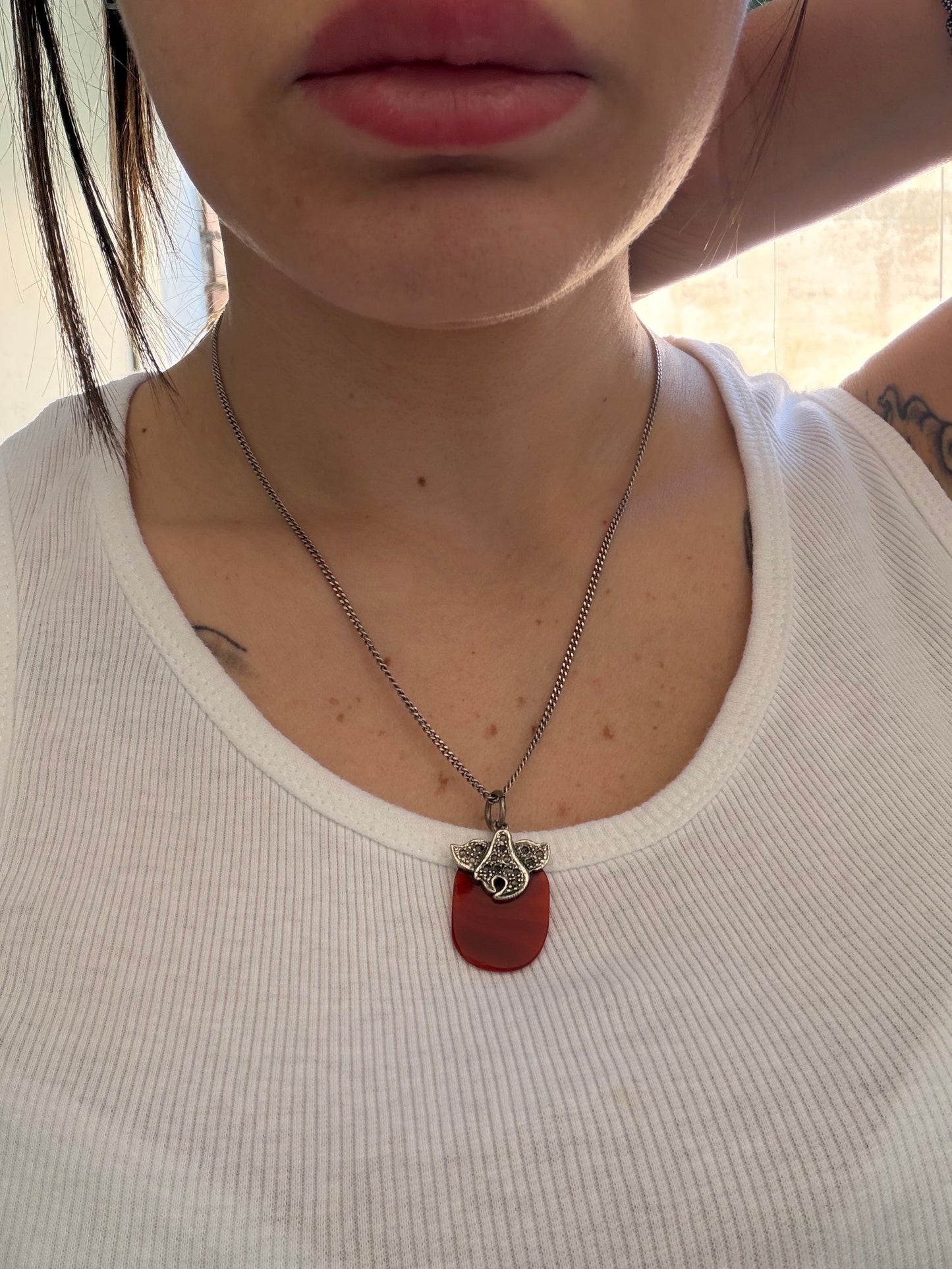 Collana in Argento 925 con Corniola | Pietra Naturale Artigianale