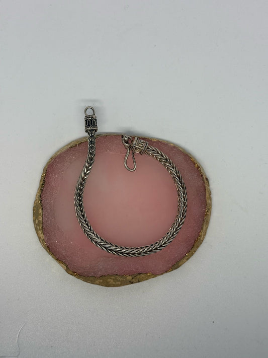 Bracciale treccia piatta in argento 925