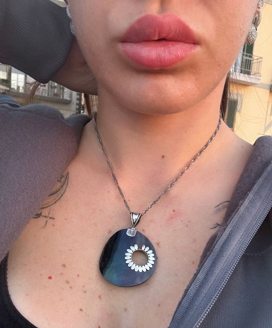 Collana in argento 925 pietra conchiglia madreperlata