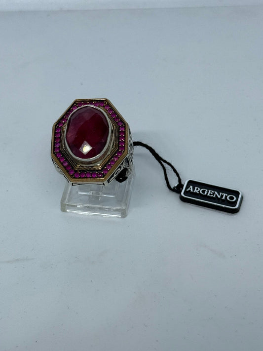 Anello in argento 925 radice di rubino