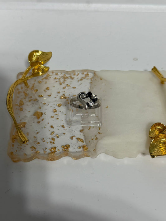 Anello cuore in argento 925 con zaffiri blu e pietre bianche