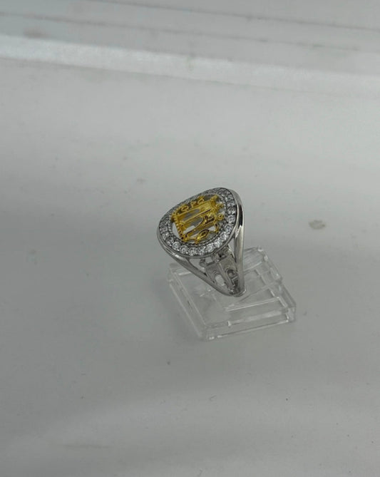 Anello Cattedrale in Argento 925 con Pavone Dorato e Pietre Bianche – Regolabile