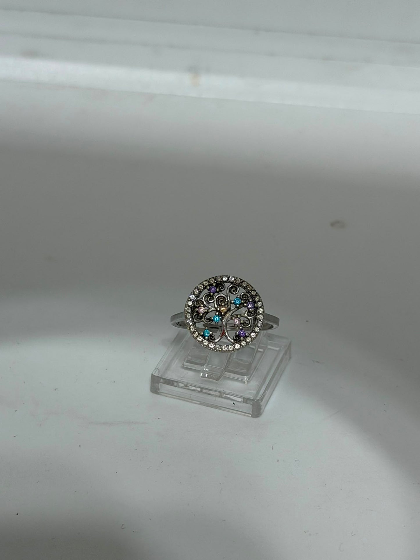 Anello in Argento 925 Albero della Vita con Pietre Multicolor