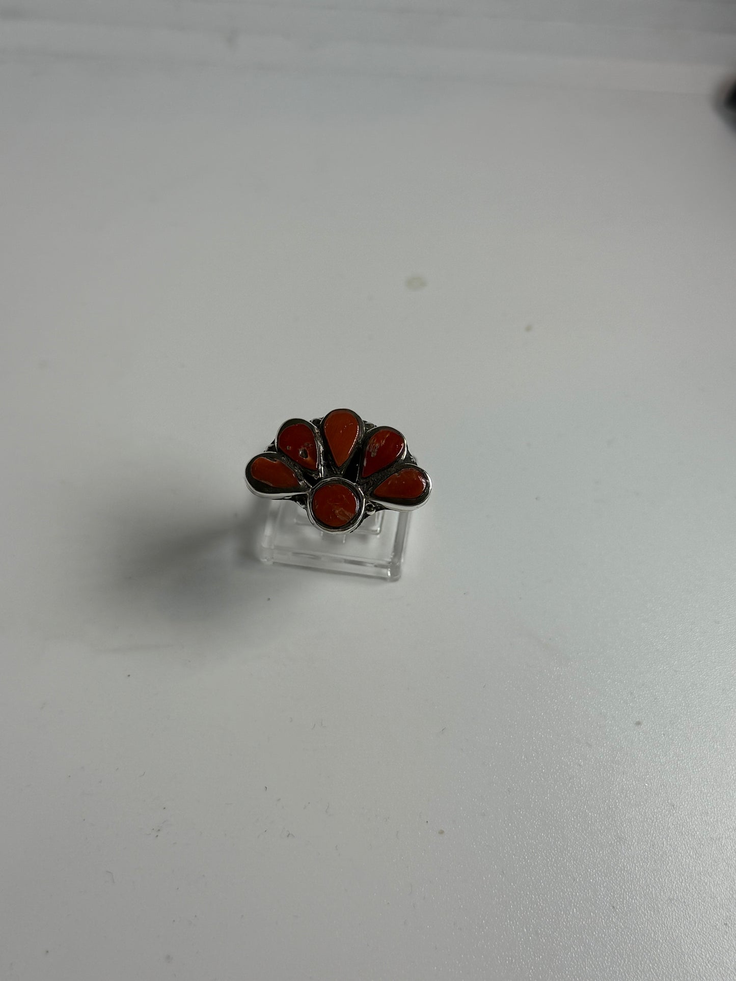Anello Argento 925 con Pietre Corallo Rosso | Misura 21 | Pezzo Unico