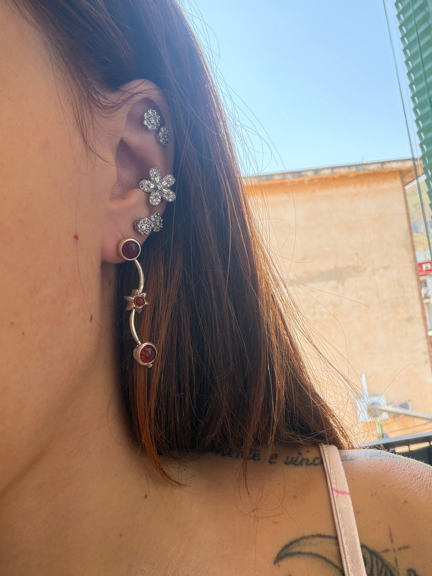Orecchini semirigidi con pietre Ambra baltica in argento 925