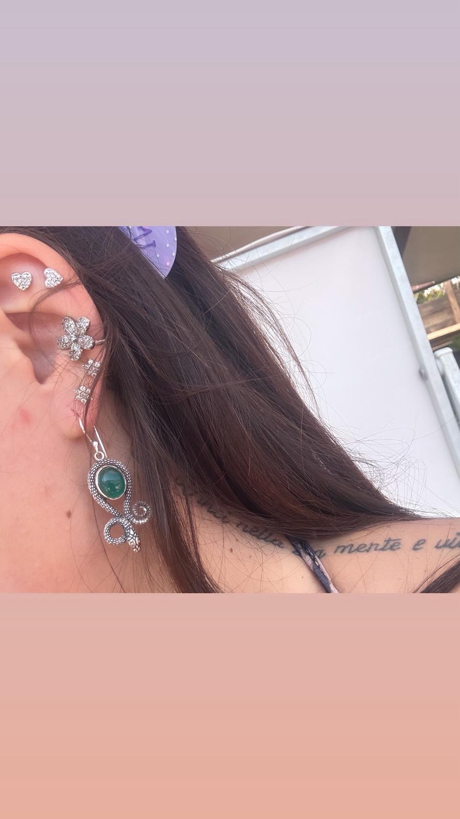 Orecchini in argento 925 giada verde serpente