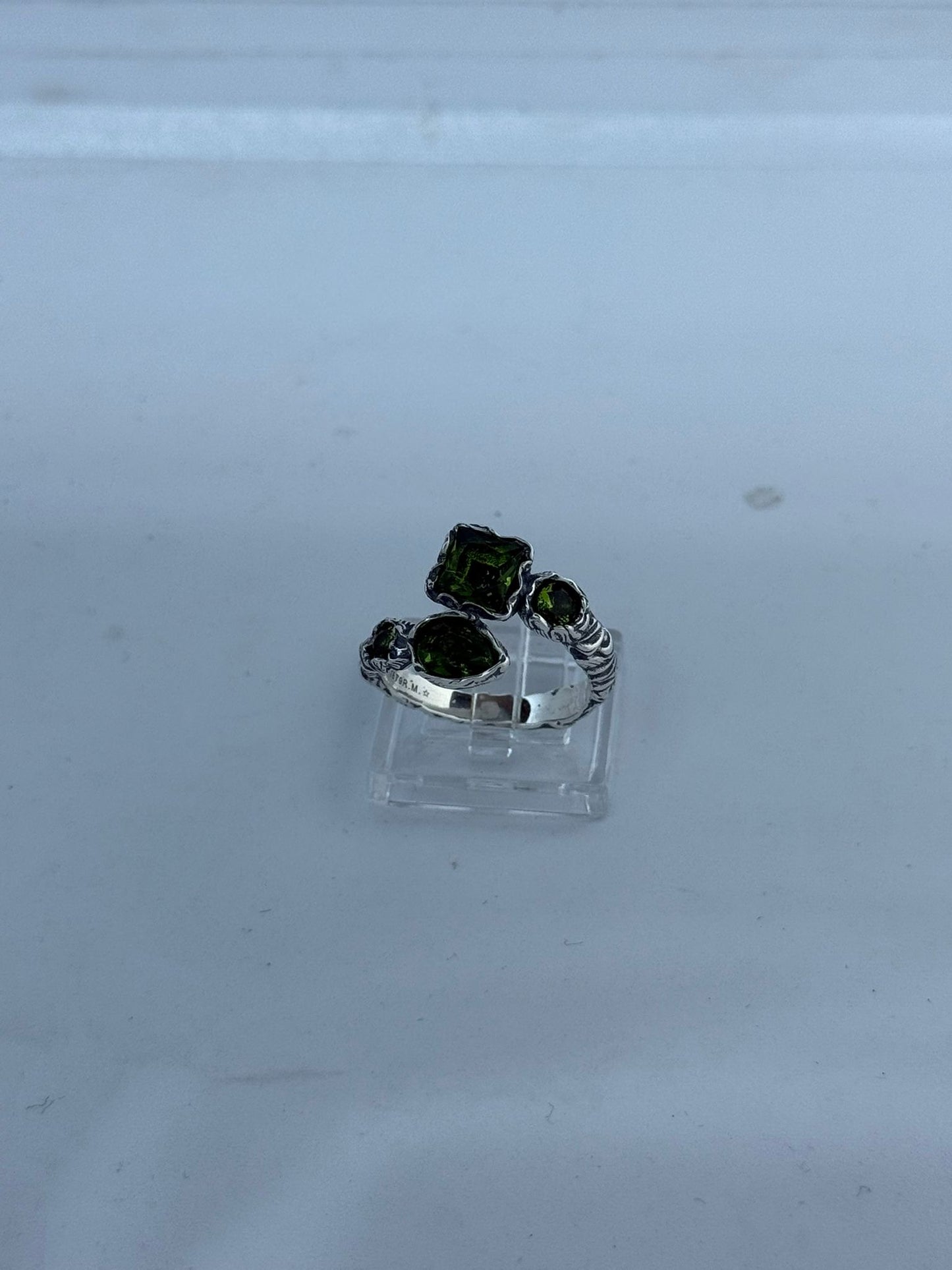 Anello in argento 925 serpentino verde