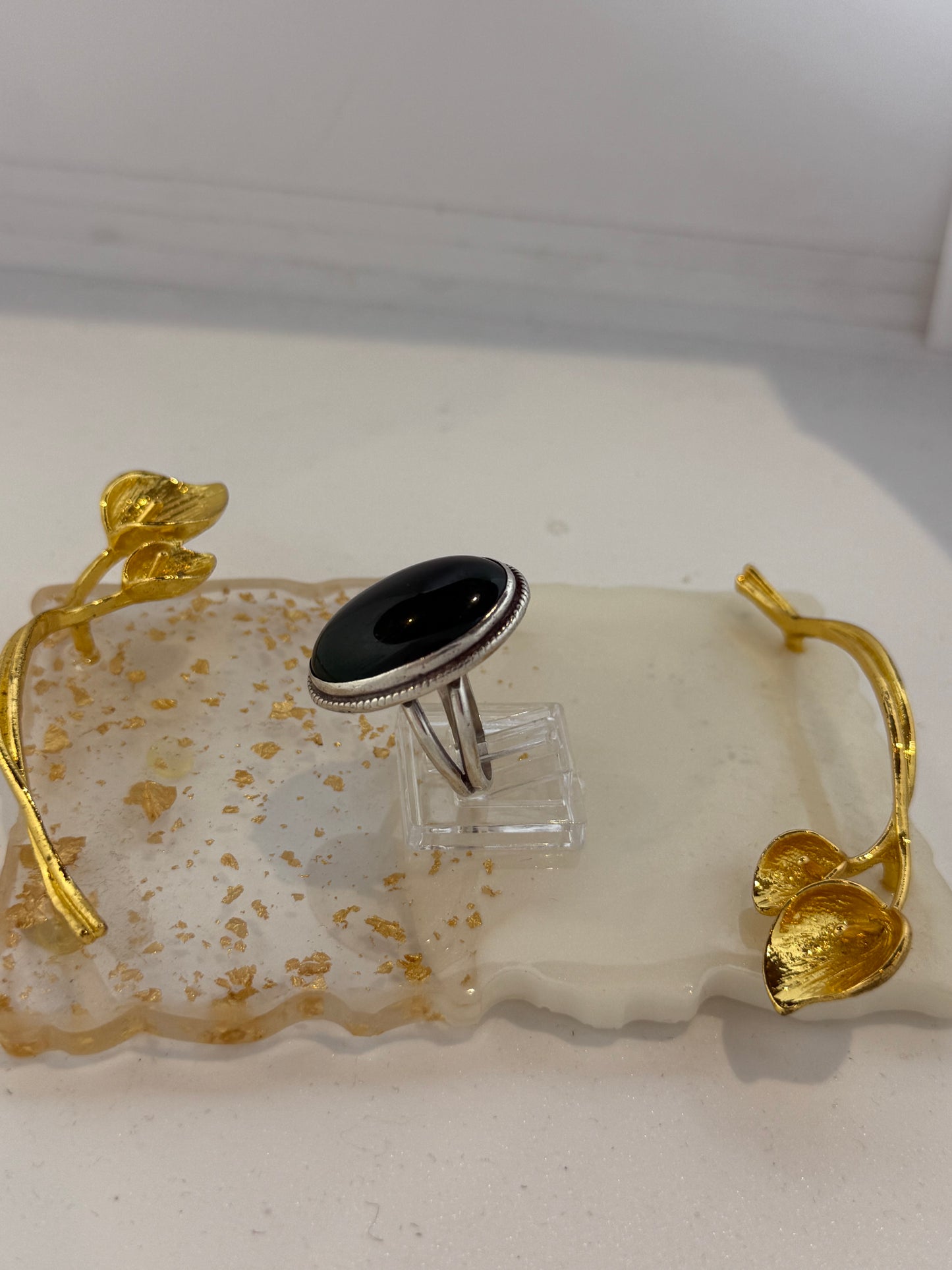 Anello in argento 925 giada verde