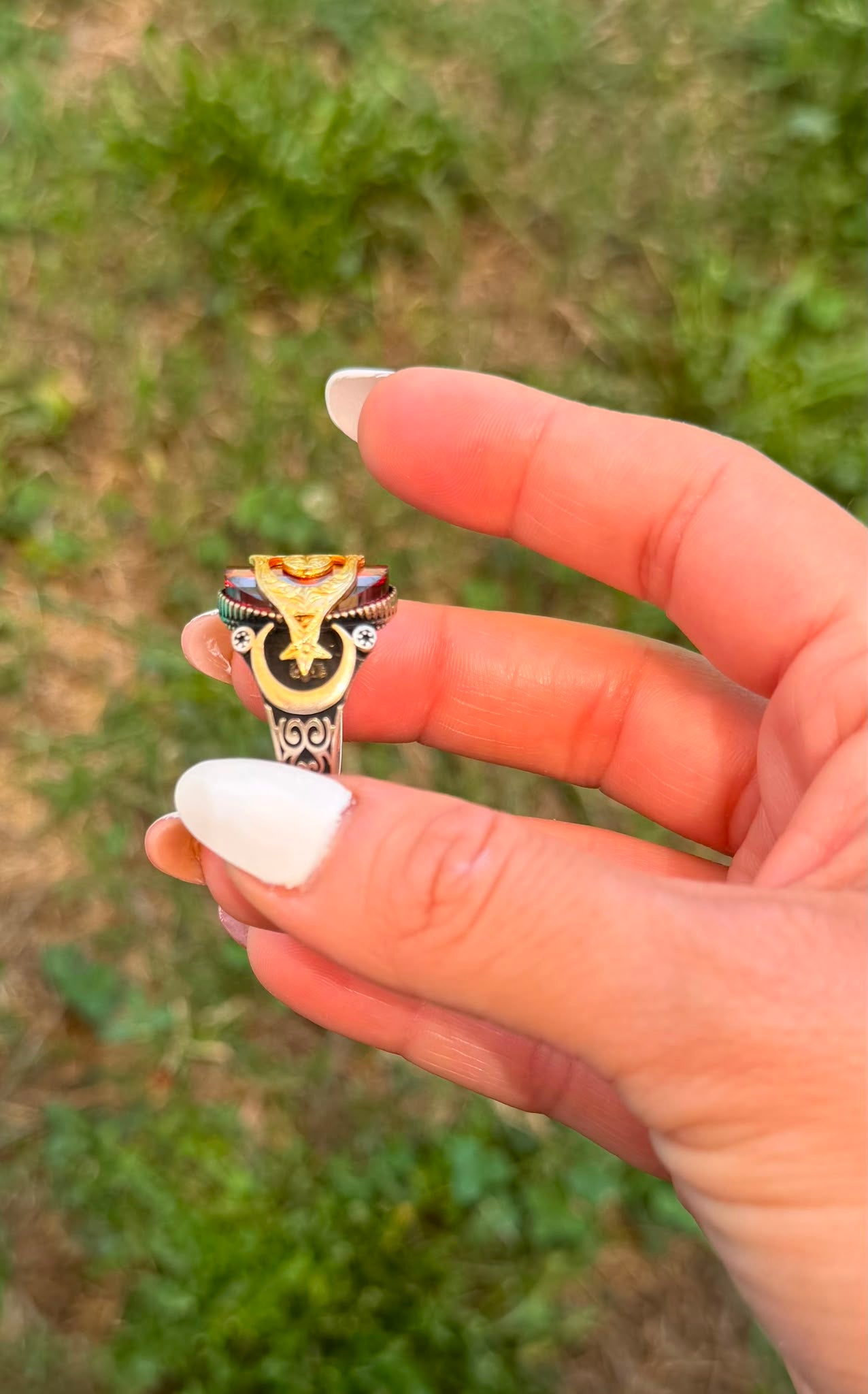 Anello in argento 925 bandiera turca sole e luna
