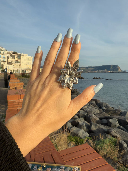 Anello Foglia Grande Argento 925 – Misura 18-19