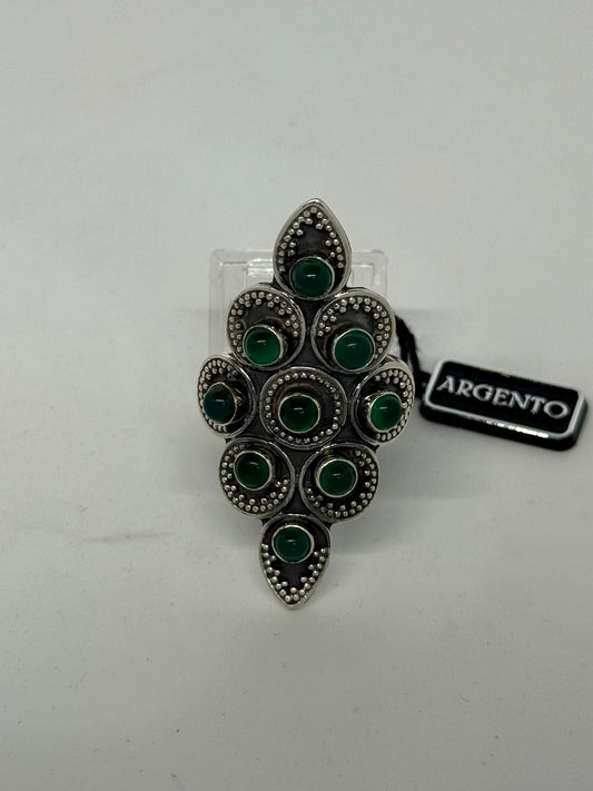 Anello in argento 925 giada verde