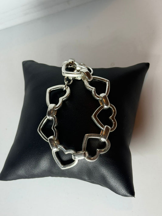 Bracciale in argento 925 cuori traforati