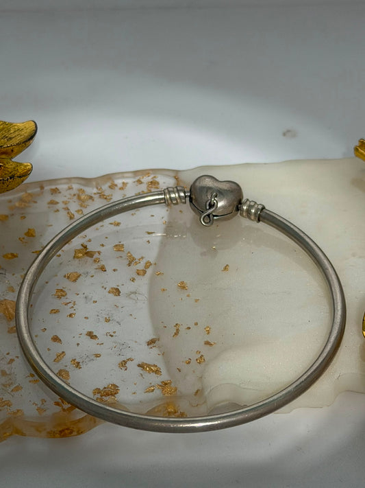 Bracciale Rigido a Cerchio Argento 925 Chiusura a Cuore Firmato Pandora