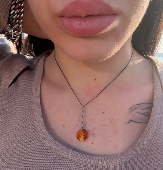 Collana in argento 925 pietra arancione