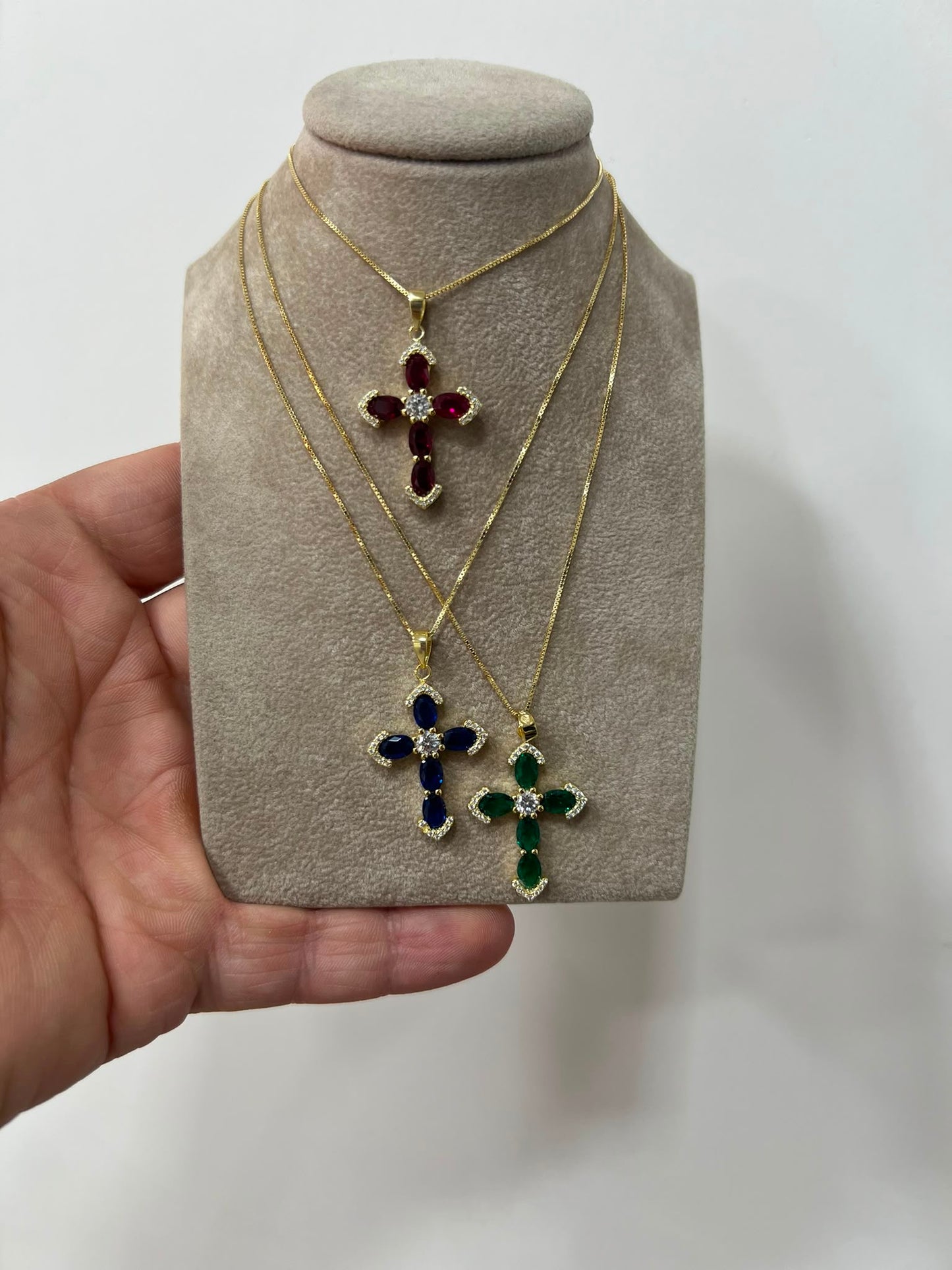 Collane in argento 925 con croci pietre colorate