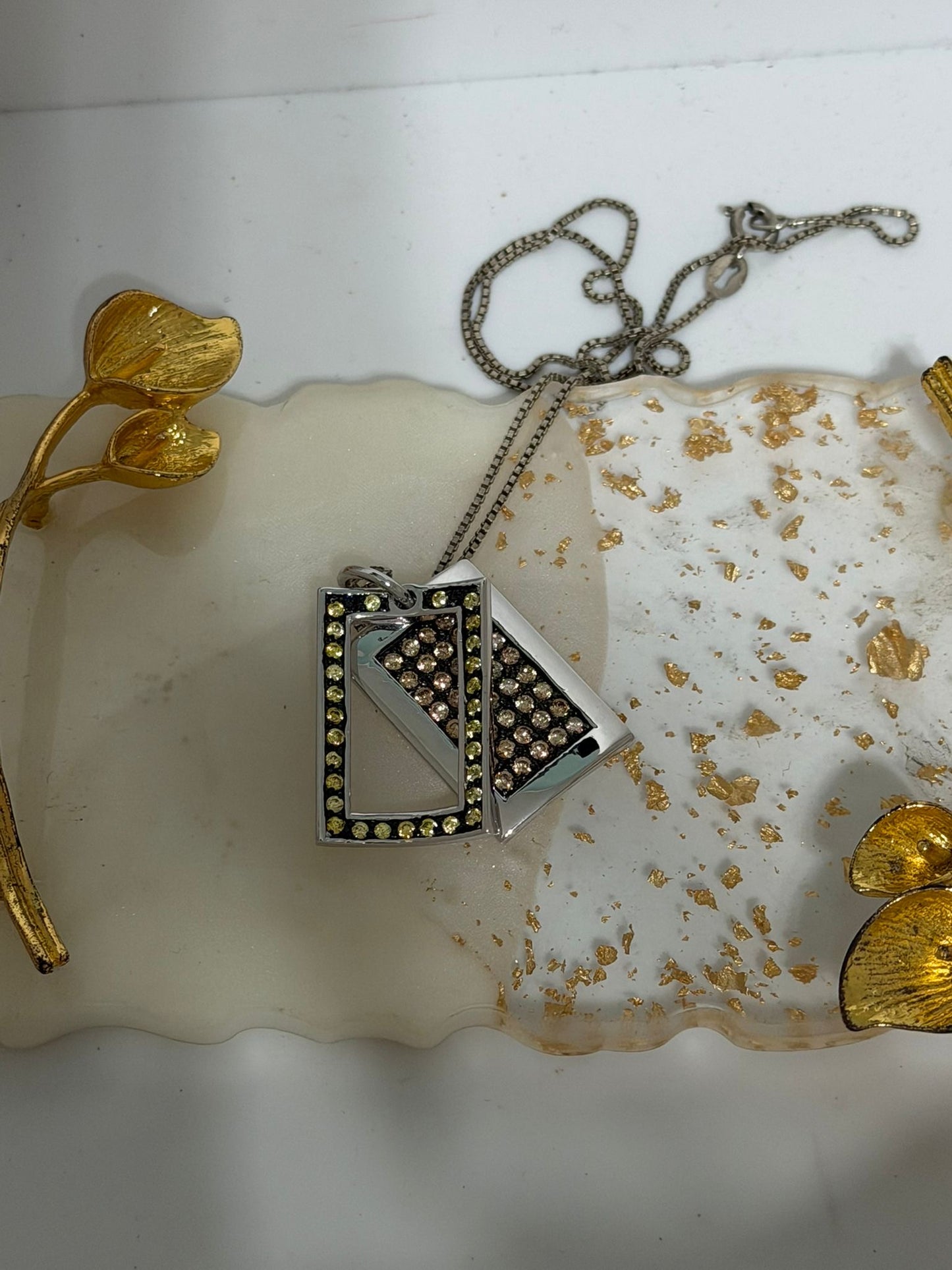Collana in Argento 925 con Due Targhette Zirconiate
