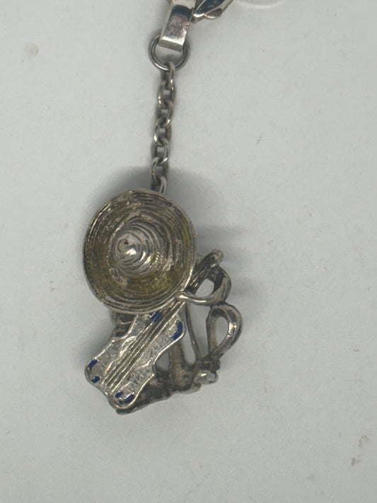 Portachiavi in argento 925 sombrero con chitarra