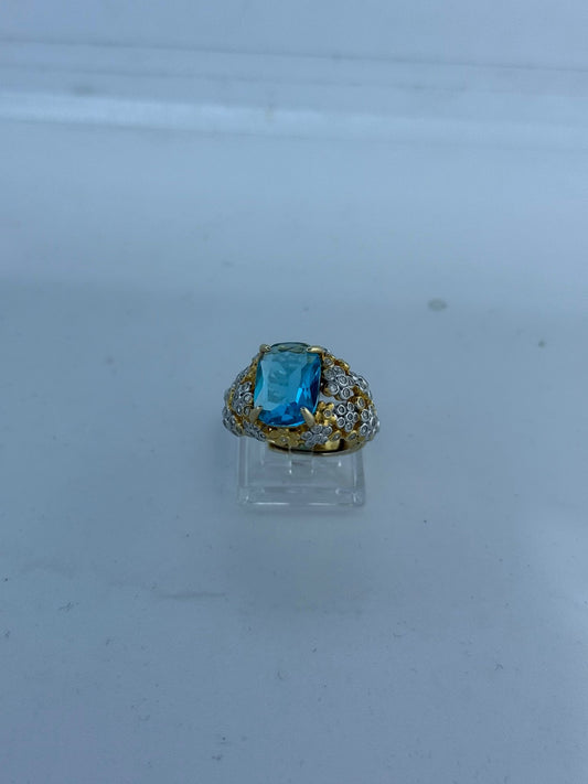 Anello in argento 925 topazio azzurro