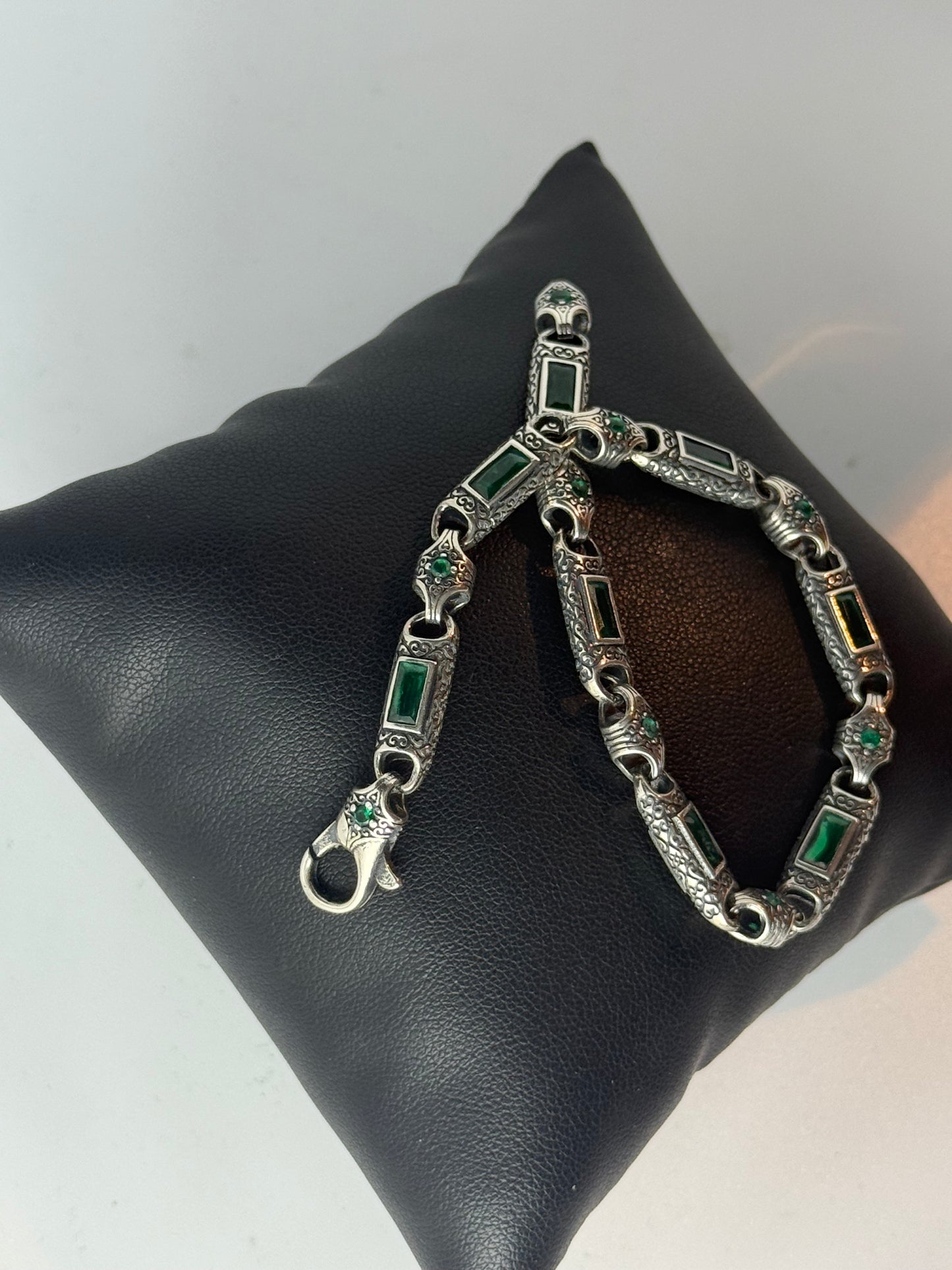 Bracciale smeraldi verdi in argento 925