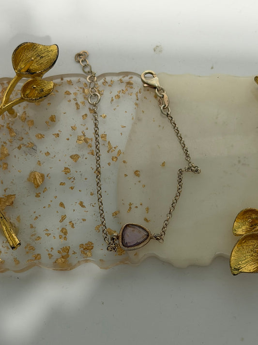 Bracciale in argento 925 e oro rosa con ametista viola – Pezzo Unico
