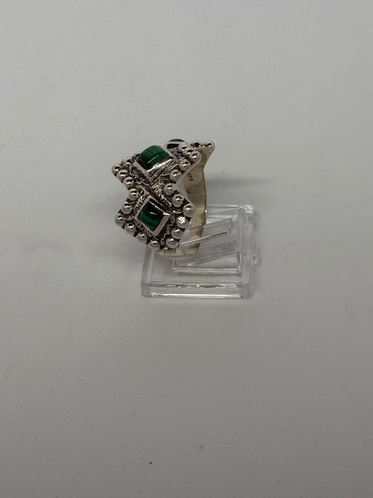 Anello in argento 925 malachite verde