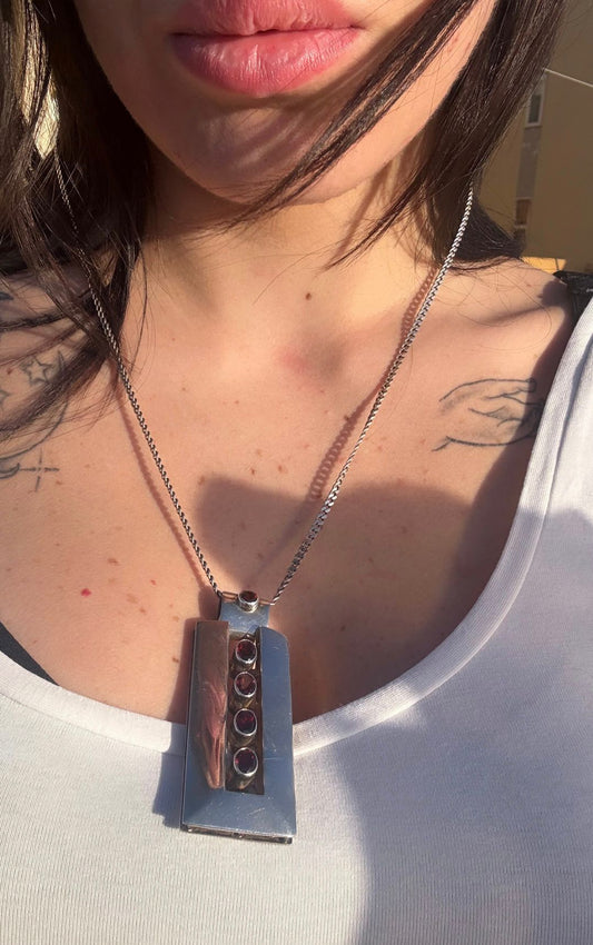 Collana in argento 925 granato rosso