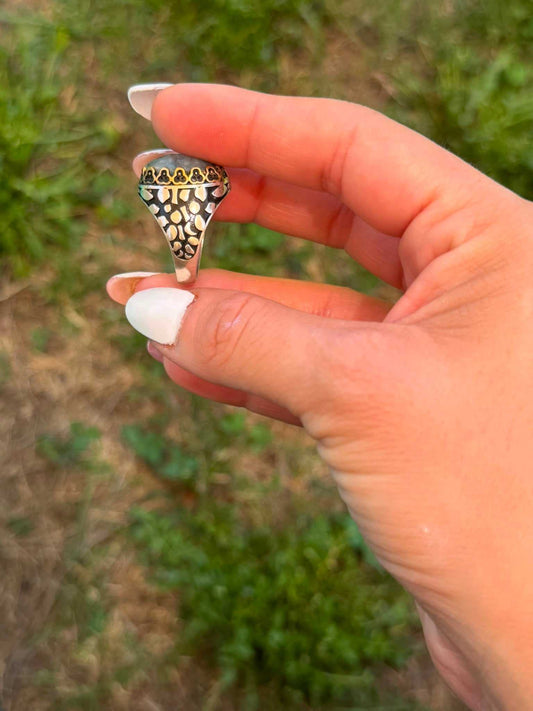 Anello in Argento 925 con Pietra Azzurra Taglio Sfaccettato