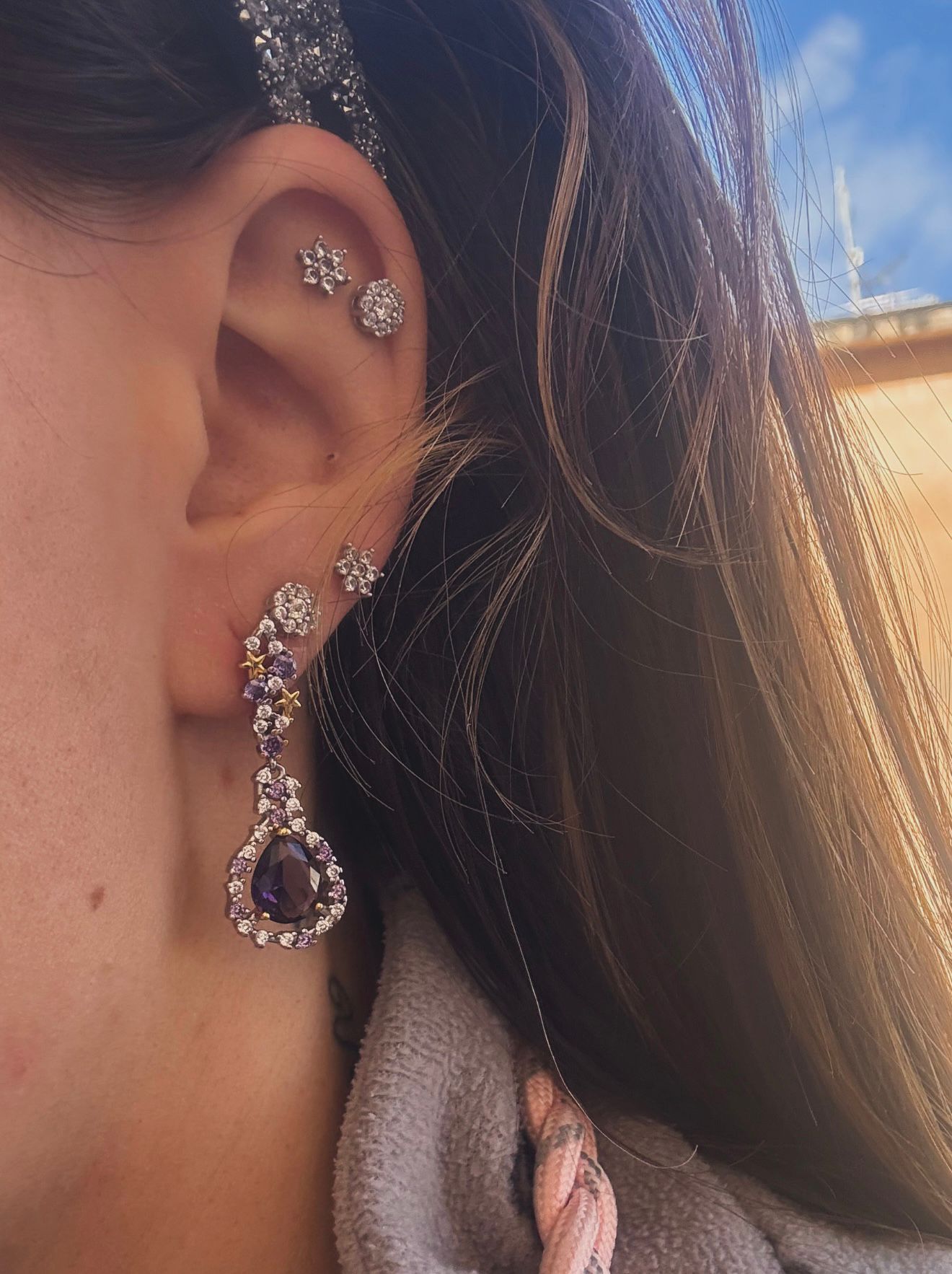 Orecchini ametista viola in argento 925