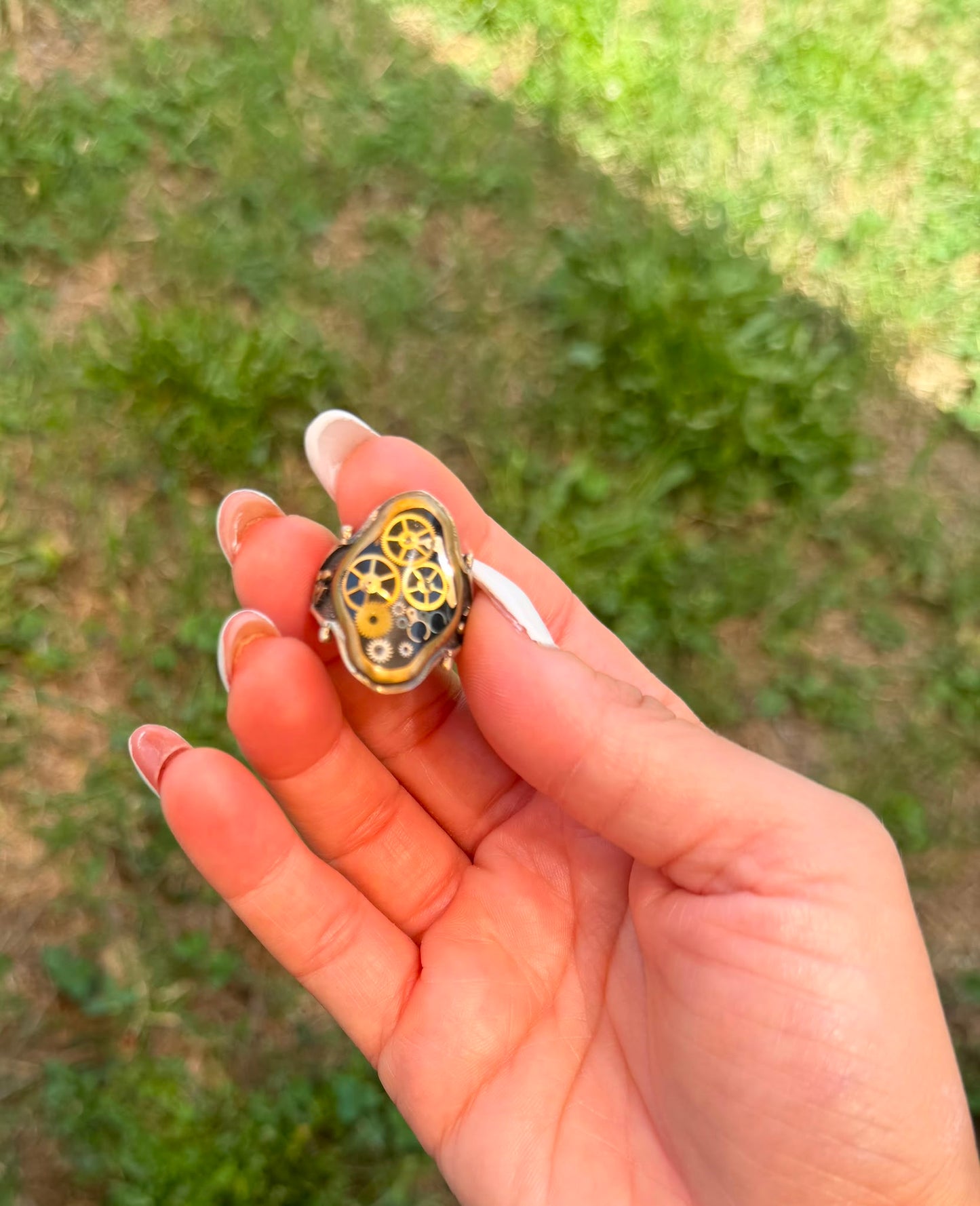 Anello in Argento 925 con Meccanismo Orologio – Design Steampunk
