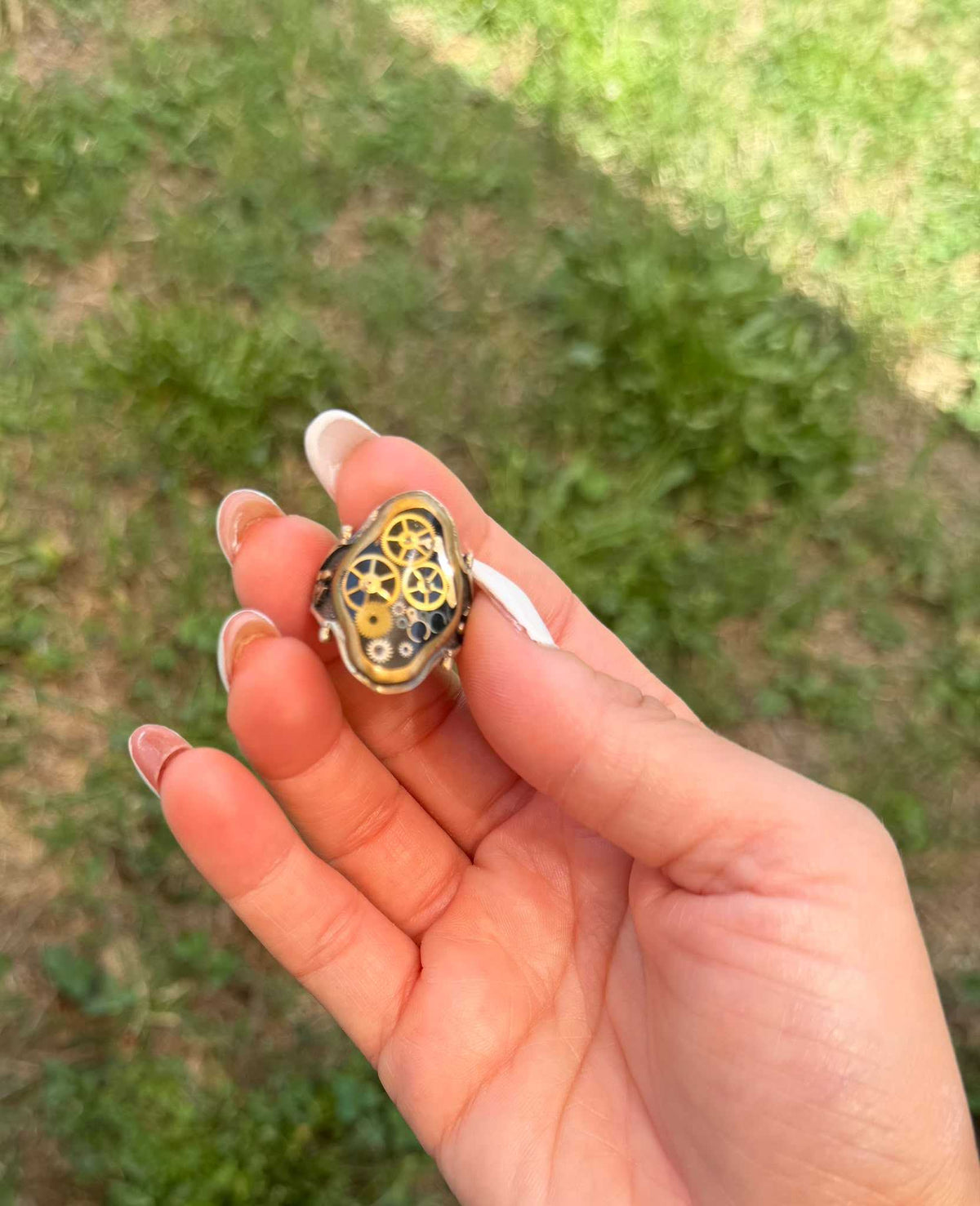 Anello in Argento 925 con Meccanismo Orologio – Design Steampunk