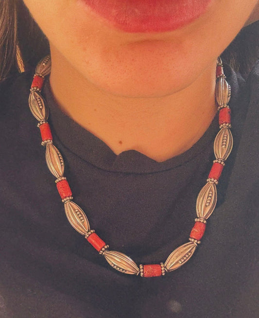 Collana in argento 925 corallo rosso