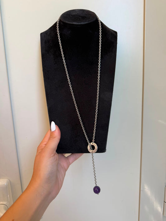 Amethyst Adjustable Silver Necklace