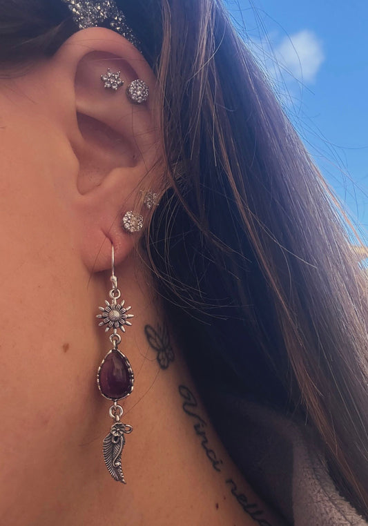 Orecchini in argento 925 ametista viola