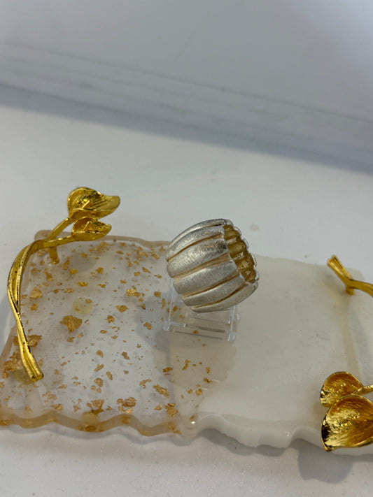 Anello fascia doppia larga in argento 925