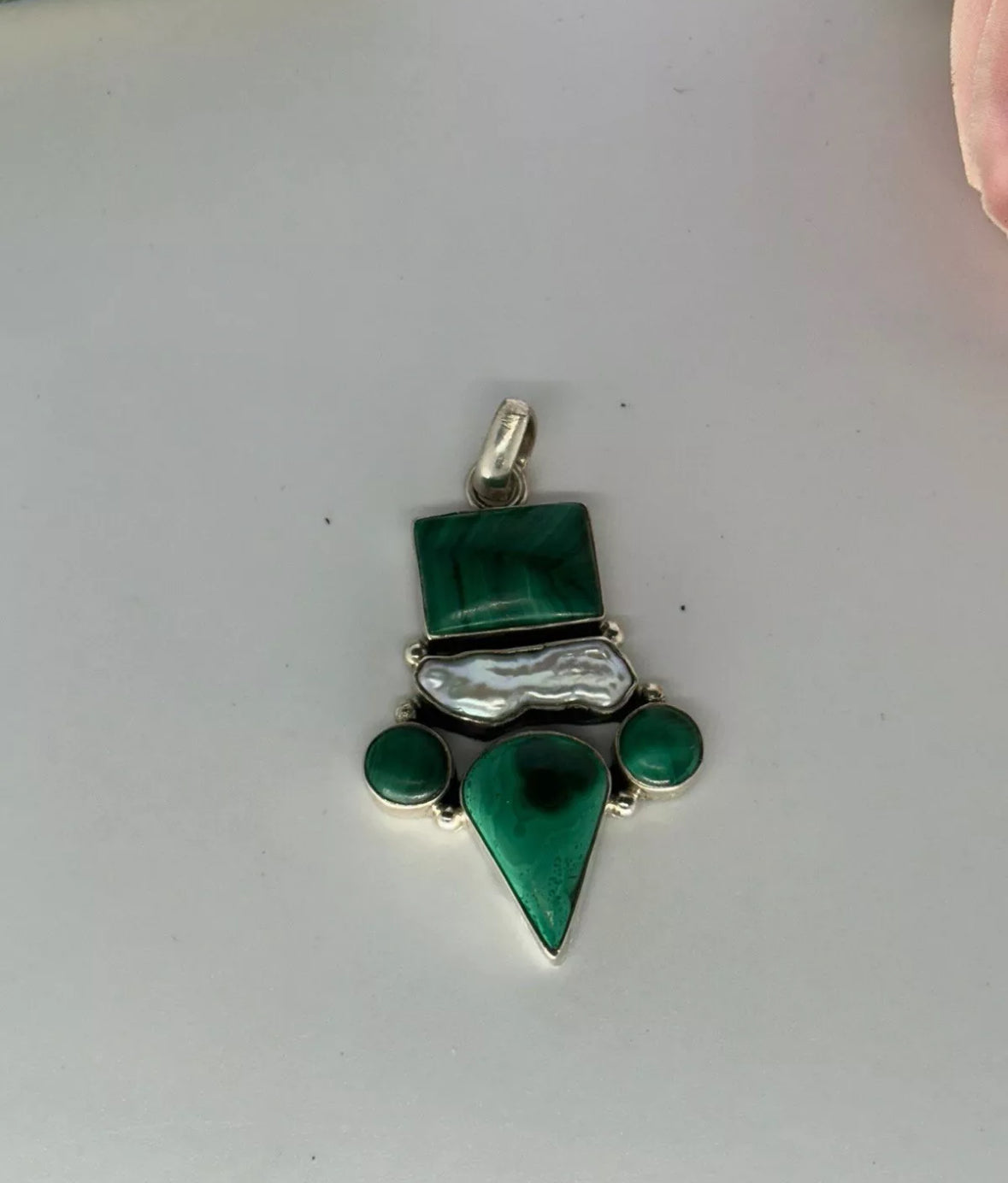 Collana in argento 925 malachite verde
