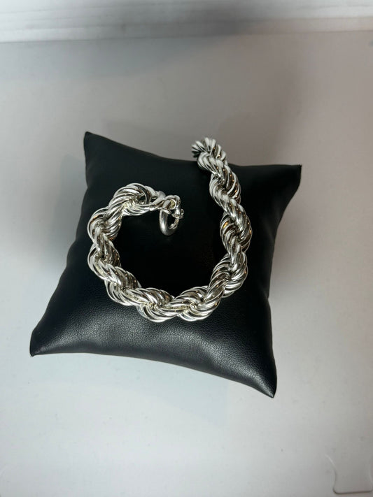 Bracciale fune intrecciata in argento 925