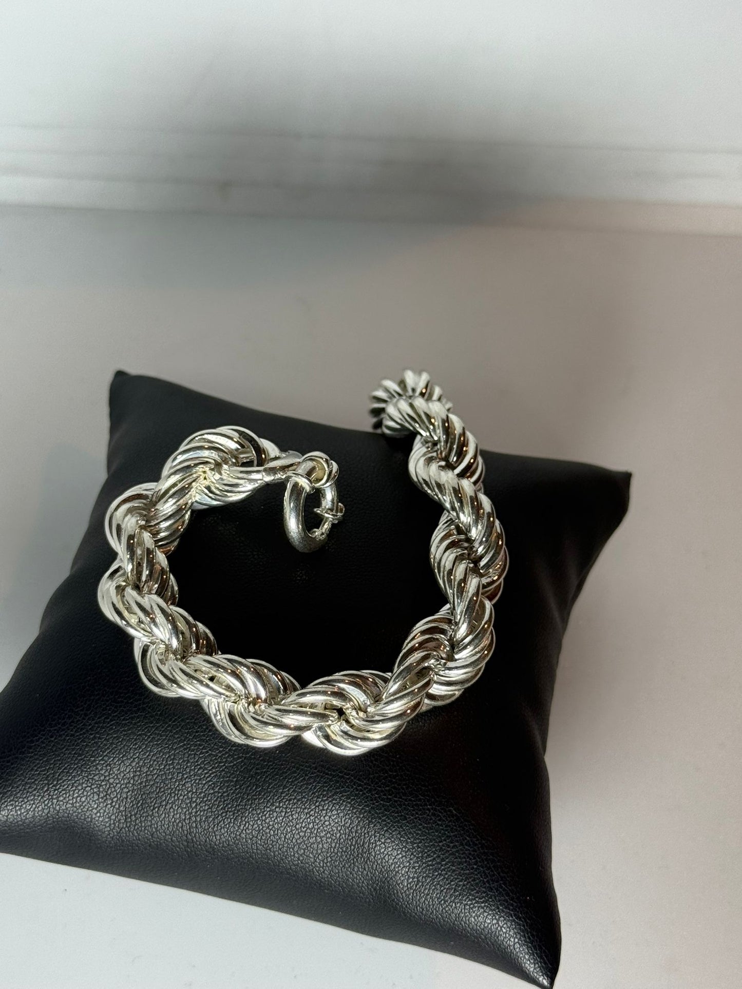 Bracciale fune intrecciata in argento 925