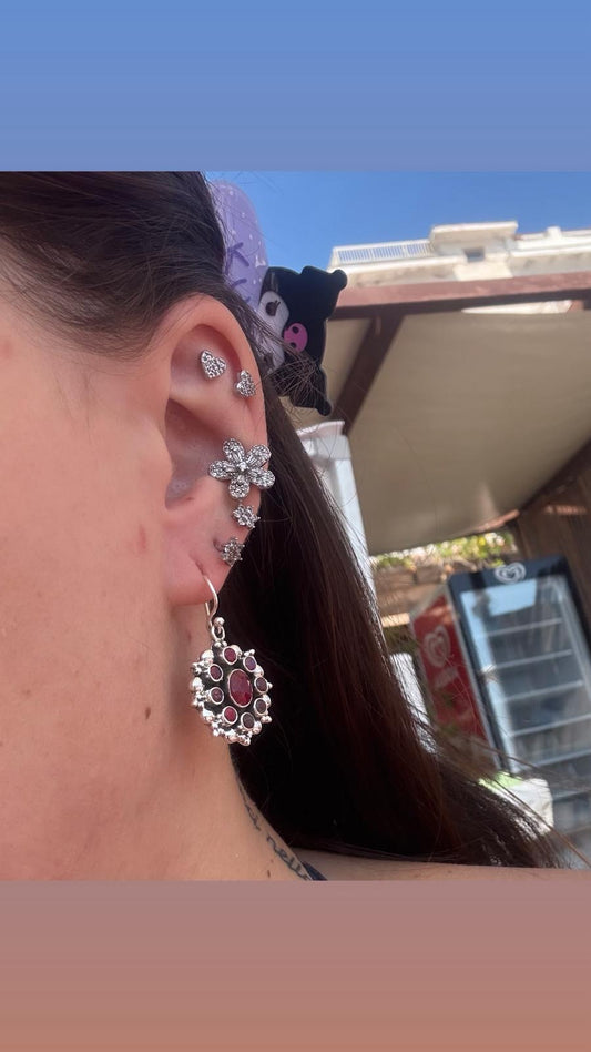 Orecchini in argento 925 radice di rubino