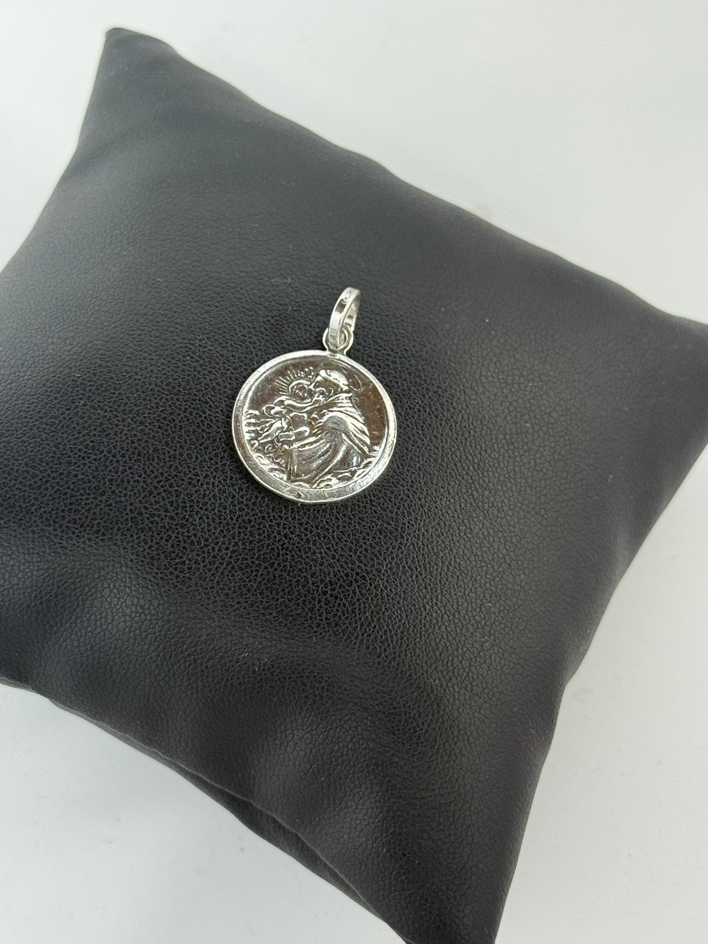 Ciondolo moneta tonda San francesco in argento 800