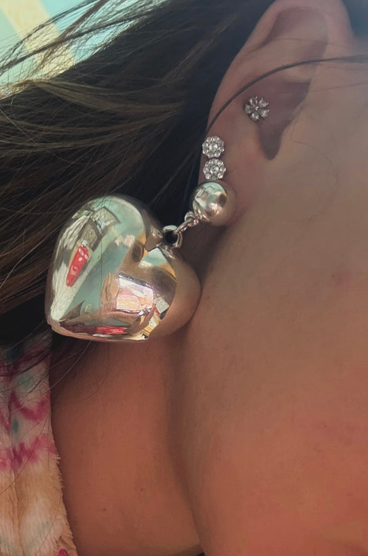 Orecchini bombati in argento 925 cuore