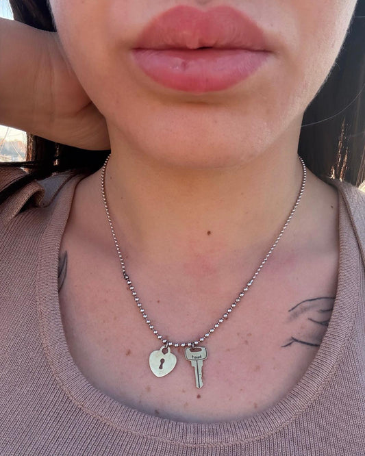 Collana in argento 925 chiave cuore