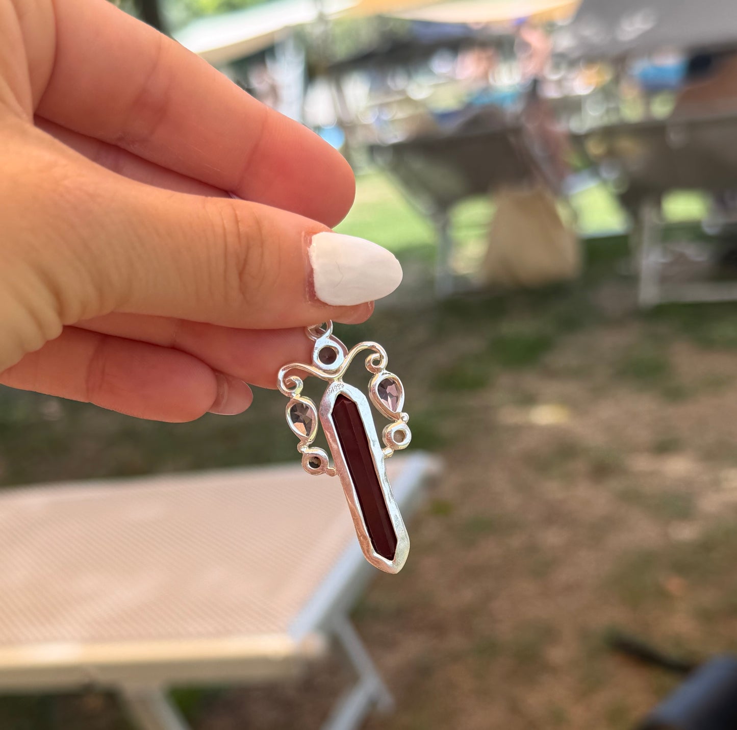 Collana in Argento 925 con Corniola, Perla Bianca, Ametista e Topazio Mistico – Pezzo Unico