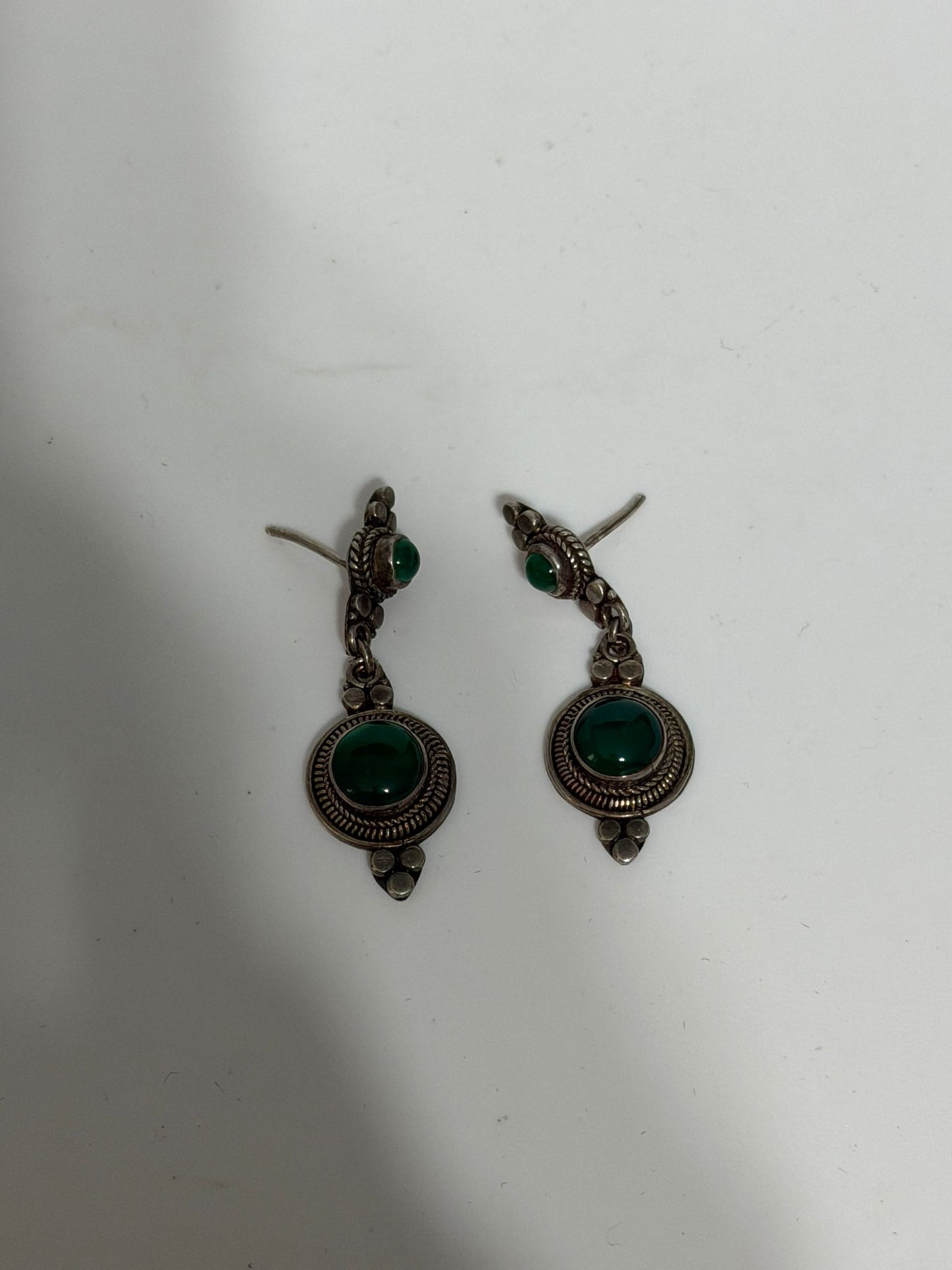 Orecchini Pendenti in Argento 925 con Pietra Giada Verde Naturale